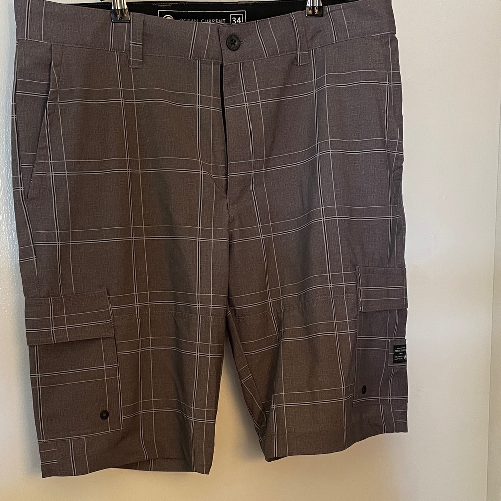 Ocean Current Gray Plaid Board Shorts